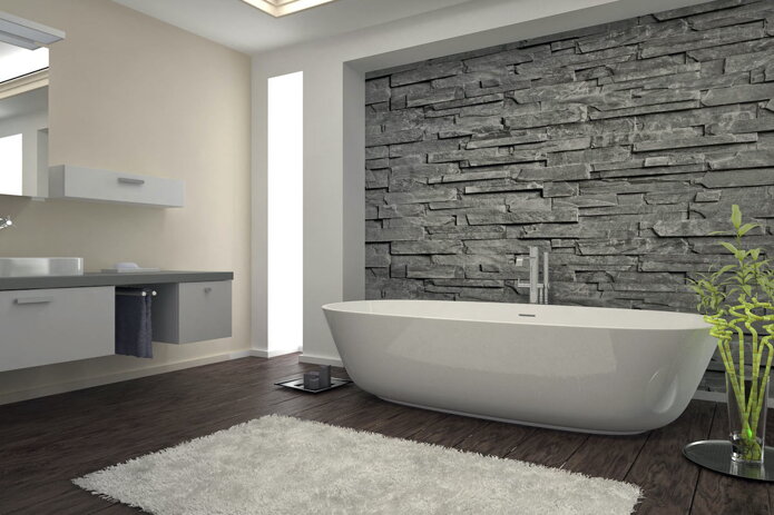 MODERN BATHROOM WITH STONE TILES